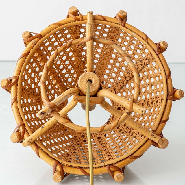 Vintage French Riviera Rattan Table Lamps in the style of Louis Sognot, 1960s, Set of 2 For Sale - Image 9 of 12