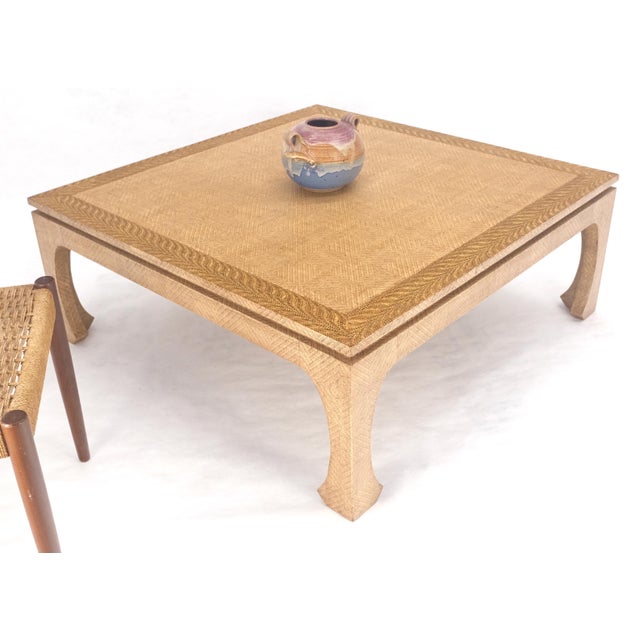 Grasscloth 42" Square Mid Century Modern Coffee Table MINT For Sale - Image 9 of 10