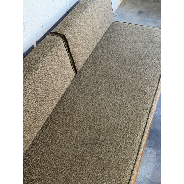 Wood Mid-Century Modern Teak Daybed Sofa With Floating Wood Frame and Exposed Back 1960s For Sale - Image 7 of 11
