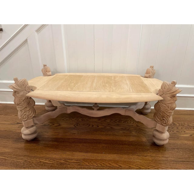 French Bleached Oak Coffee Table From Estate in France, British Colonial Style - 20th Century For Sale - Image 11 of 12