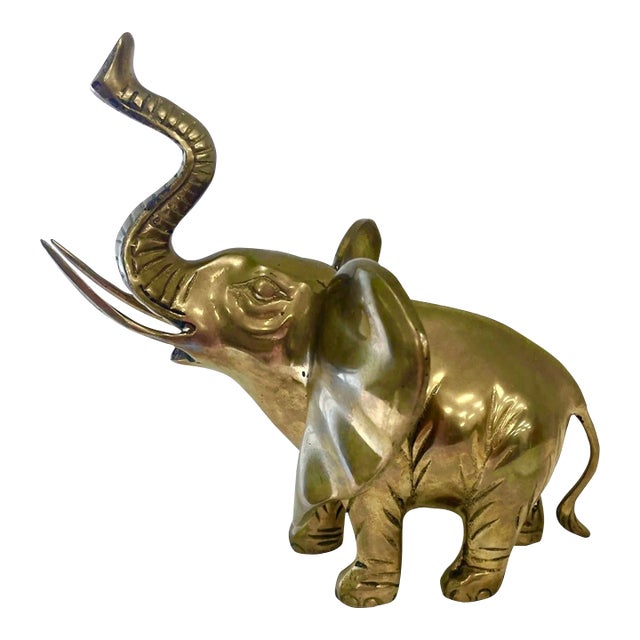 Vintage Mid Century Solid Brass Elephant For Sale