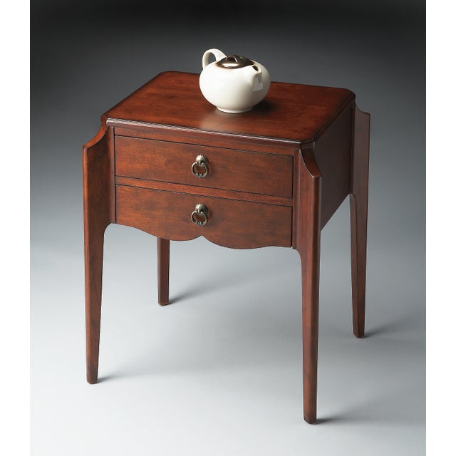 Transitional Wilshire 22 in. W Rectangular Wood 2 Drawer End Table, Cherry For Sale - Image 3 of 4