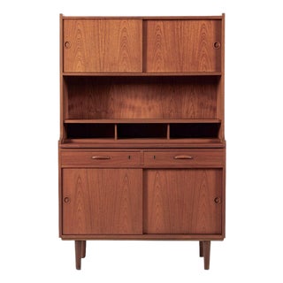 Mid Century Danish Teak Wood Bookcase Cabinet & Secretary Desk 1960s For Sale