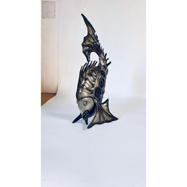 Metal Modern Metal Fish Sculpture with Subtle Reflections For Sale - Image 7 of 8