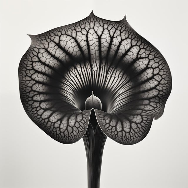 Sarracenia Flower No. 1 — Black and White Vintage Botanical Photography Print For Sale