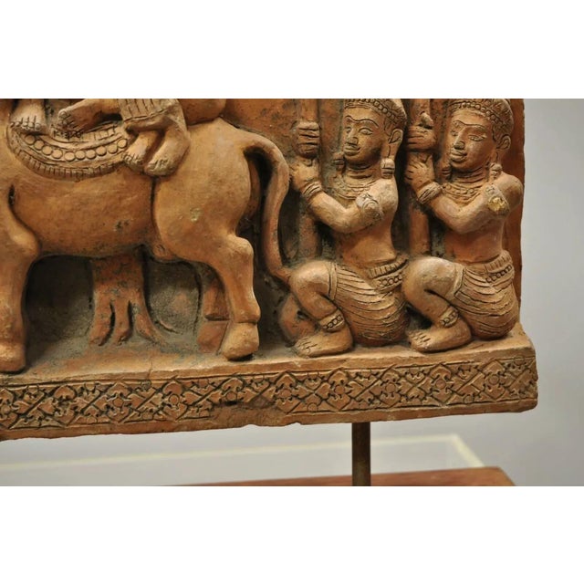 Terra Cotta 20th Century Thai Temple Style Buddhist Hand Carved Terracotta Figural Sculpture Statue For Sale - Image 8 of 10