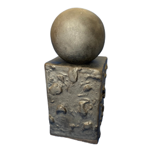 Matt Black Brutalist Ball and Column Sculpture