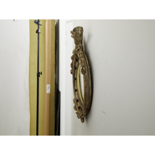 Silver English 1900s Silver Gilt Convex Girandole Bullseye Mirror with Eagle Motif For Sale - Image 8 of 9