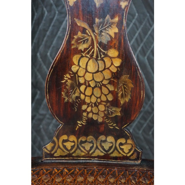 Antique 19th Century American Federal Hitchcock Style Stenciled Cane Side Chair For Sale - Image 4 of 18