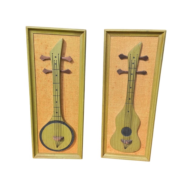 1960s Mid Century Modern Wooden Musical Instrument Wall Decor For Sale - Image 5 of 5