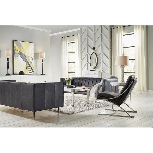 Mid Century Style Leather Sofa For Sale - Image 9 of 10