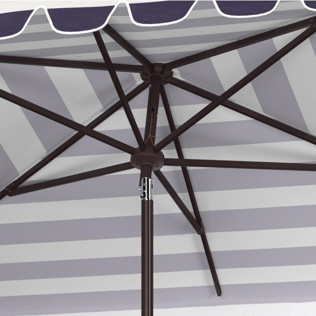 Spritely Home Vienna 6.5X10Ft Rectangle Crank Umbrella, Black & White For Sale - Image 4 of 6