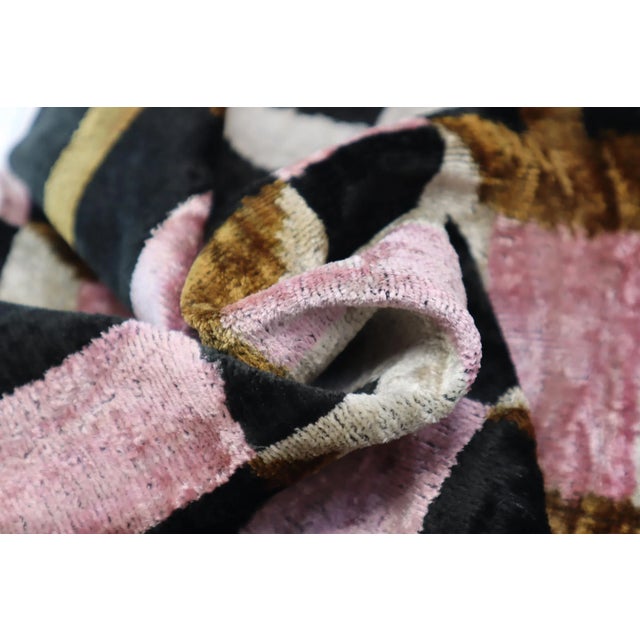 Handmade Pink & Brown Silk Velvet Throw Pillow & Down Insert For Sale - Image 9 of 12