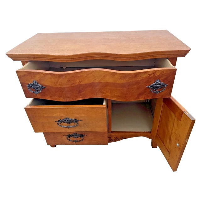 Solid Cherry Antique Dresser, Washstand, Nightstand, Three Drawers, Side Cabinet, Towel Rack For Sale - Image 4 of 12