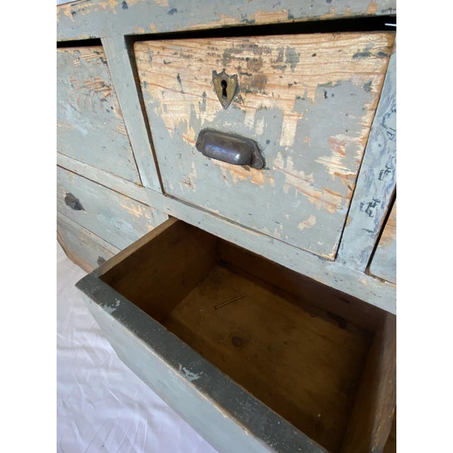 Sky Blue Early 19th Century Painted Store Counter For Sale - Image 8 of 10