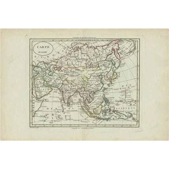 Antique Map of Asia by A. Blondeau, 1800 For Sale - Image 5 of 5