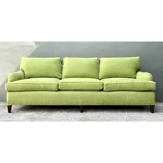 Traditional Vintage Baker Chartreuse Roll Arm Sofa For Sale - Image 3 of 12