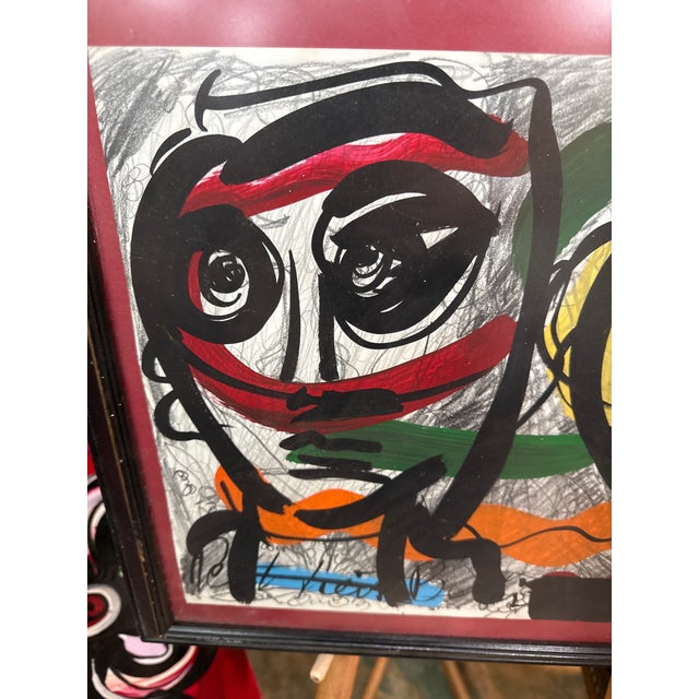 Abstract 1970s Peter Keil Unique Abstract Colorful Portrait Painting For Sale - Image 3 of 7