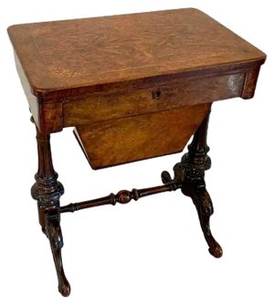 Antique Burr Walnut Inlaid Work Table