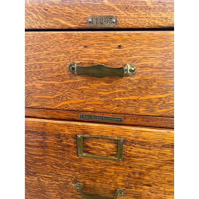 Antique Tiger Oak Filing Cabinet Library Bureau Solemakers Four Drawers 3 Legal Size For Sale In Palm Springs - Image 6 of 11
