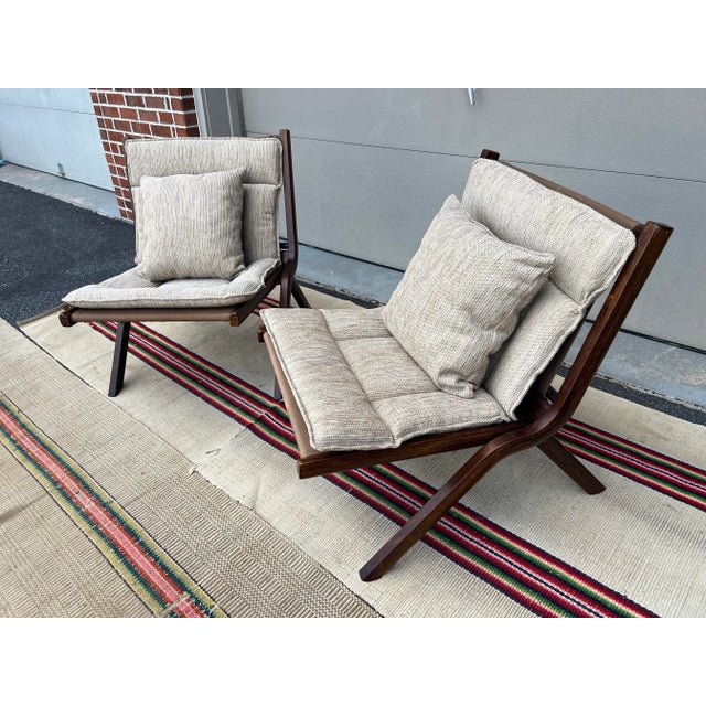 Cream 1970s A Vintage Pair of Scandinavian Modern “Uno” Folding Lounge Chairs Attributed to Per Leiv Øie for Ekornes For Sale - Image 8 of 12