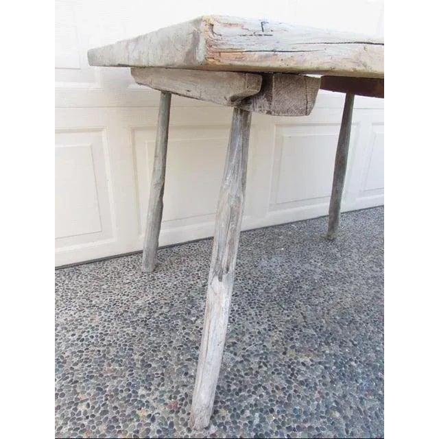 Antique Primitive Painted Rustic French Folk Art Table For Sale In San Francisco - Image 6 of 11