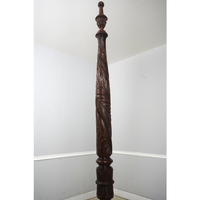 Stickley Stickley Colonial Williamsburg Carved Mahogany Queen Poster Bed For Sale - Image 4 of 18