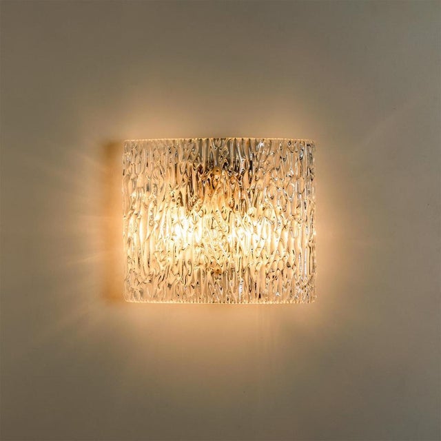Wave Textured Glass Silver Wall Light by J. T. Kalmar for Kalmar, 1970s For Sale - Image 9 of 14