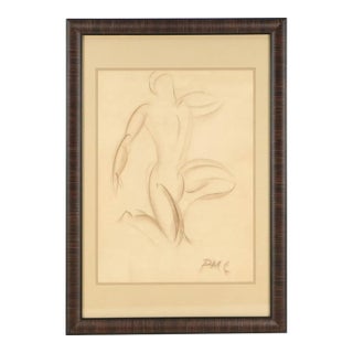 1930s Peter Marienus Camfferman Original Chalk Figural Drawing Signed Framed For Sale