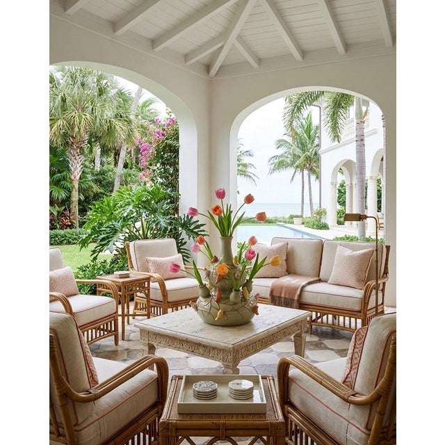 Ceramic Vintage Italian Hand-Painted Ceramic Bird Tulipiere & Bud Vase For Sale - Image 7 of 11