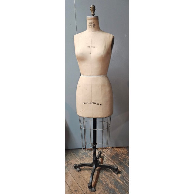 Ca. 1930s Wolf Form Co. NYC Dress Form. Custom Made Size - Special - stenciled on chest. Shoulders 13.5", Waist 8.5", Hips...