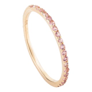 Stackable 14k Yellow Gold Tourmaline Band Ring Size 8 For Sale