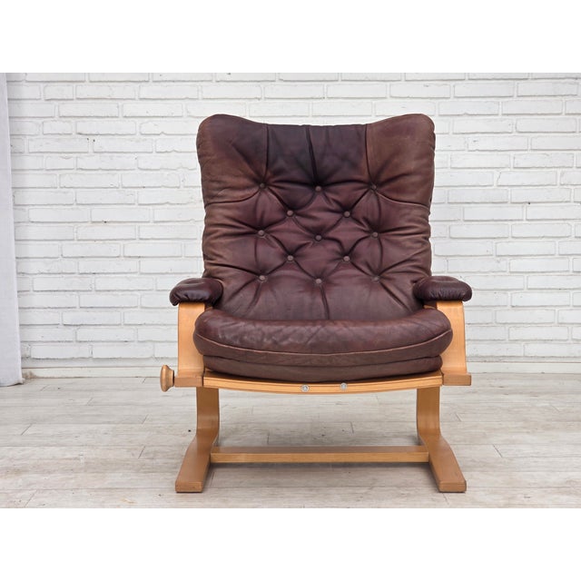 Scandinavian Adjustable Armchair in Furniture Leather and Bentwood, 1970s For Sale - Image 12 of 18