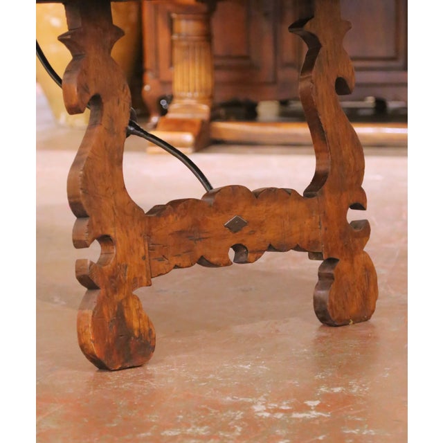 19th C. Spanish Baroque Walnut Refectory Table With Iron Stretcher For Sale - Image 4 of 9