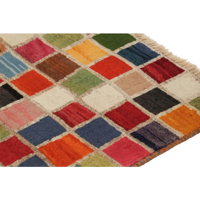 Vintage Gabbeh Persian Rug With Colorful Geometric Pattern - Rug & Kilim For Sale In New York - Image 6 of 8