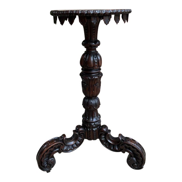 Antique English Carved Display Pedestal Stand Jardiniere Plant Bronze Table For Sale