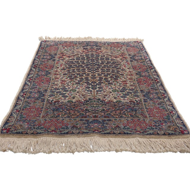 Chinese Vintage Chinese Kerman Tree of Life Rug, 02'00 X 03'06 For Sale - Image 3 of 9