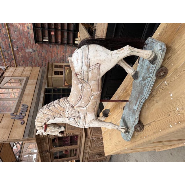 1960s Antique Carved Wooden Horse For Sale - Image 5 of 15