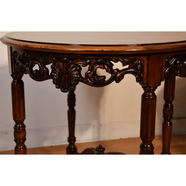 1930s Antique French Style Burl Mahogany Wood Side Tables Accent Round Tables For Sale - Image 11 of 16