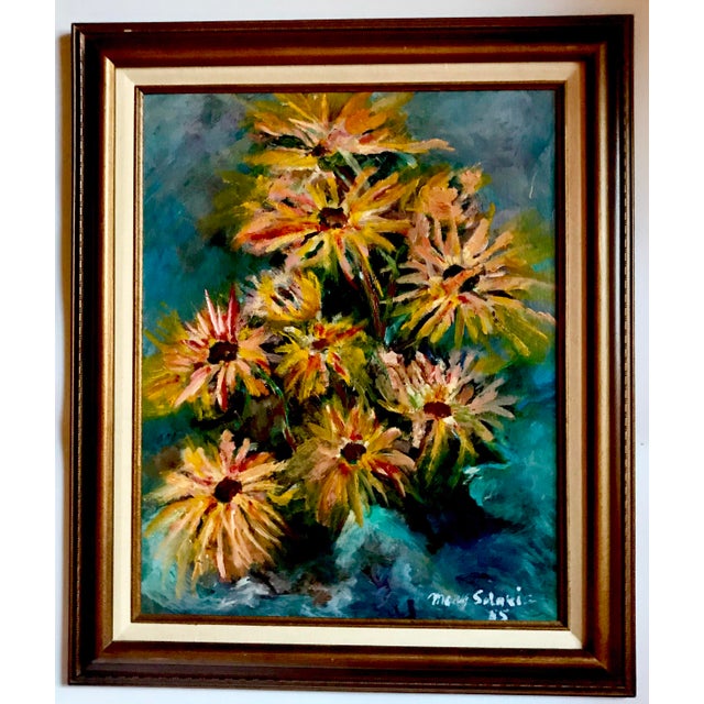 Vintage Abstract Floral Oil Painting by Mary Solbrig For Sale - Image 11 of 11