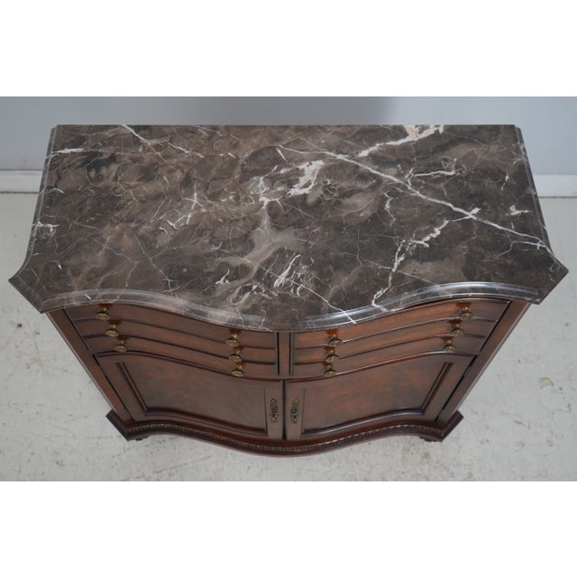Wood Century Marble Top Cherry Server Cabinet For Sale - Image 7 of 18