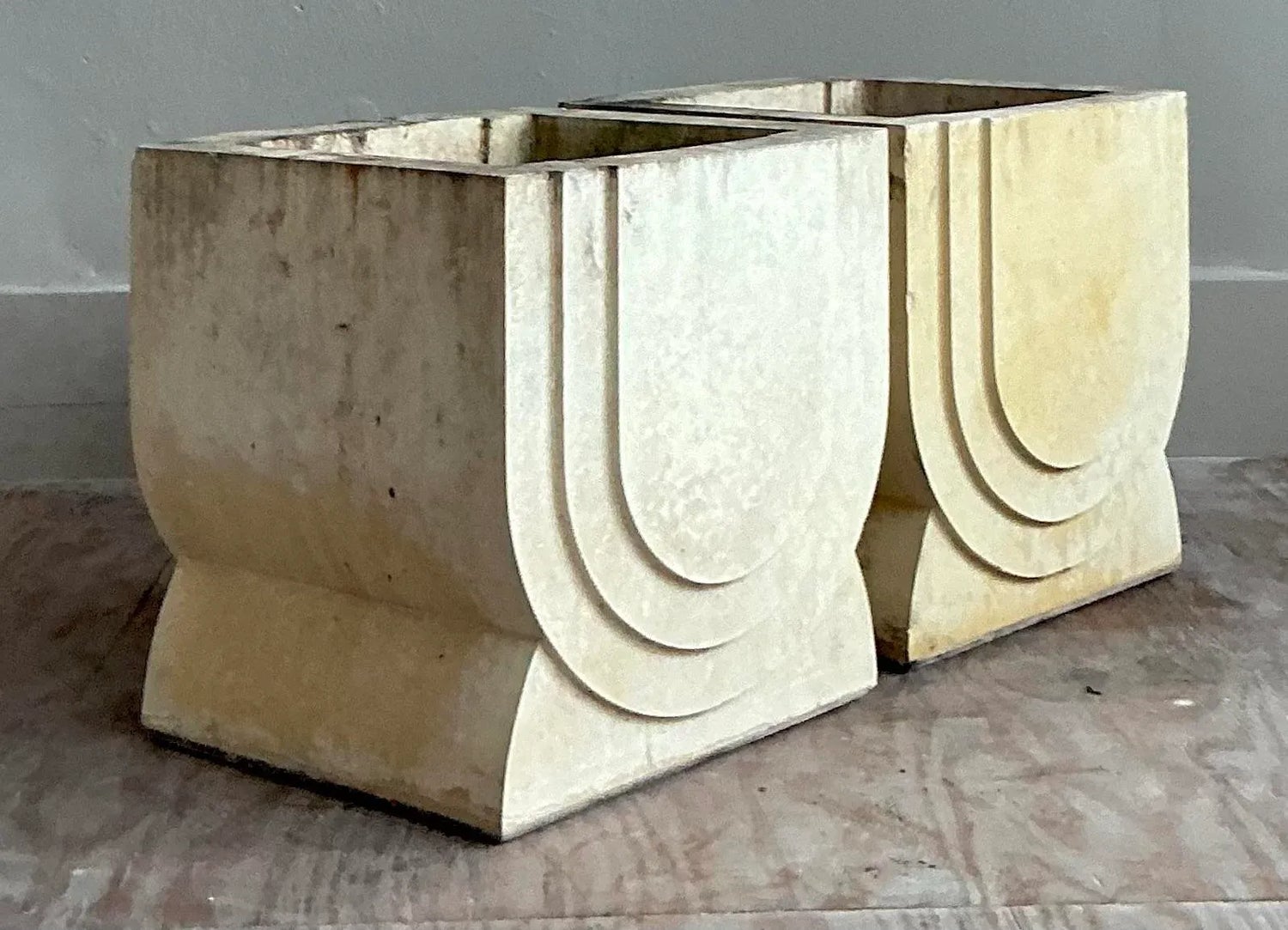 Vintage Boho Carved Stone Planters - A Pair — additional photo 3