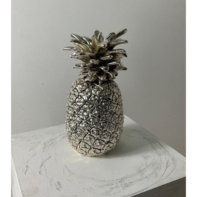 Silver Large Italian Silver Laminated Pineapple, 1970s For Sale - Image 8 of 14