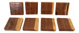 Vintage Wooden Cedar Coasters - Set of 8