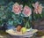 "Peonies and Roses on Antique Platter" Is an Impressionist Piece by Julann Campbell For Sale