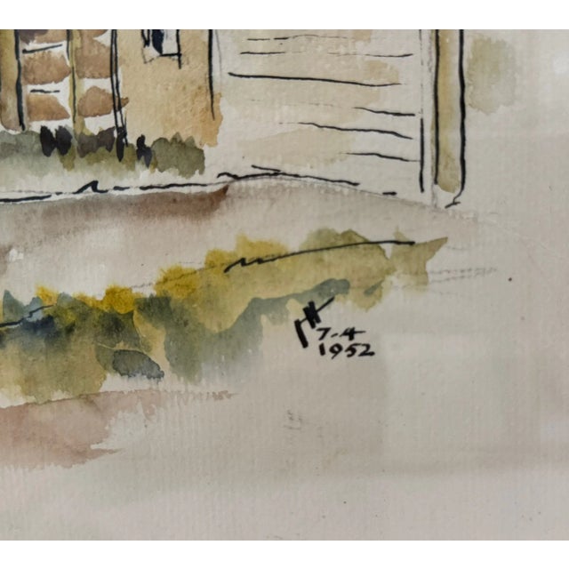 Realism Henry (Heinz) Emil Salloch “Olde Sealfen” 1952 Original Watercolor – American Small-Town Street Scene For Sale - Image 3 of 6