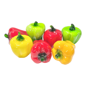 Vintage Italian Veggies Murano-Style Art Glass Peppers – Colorful Blown Glass Vegetable Sculpture Set