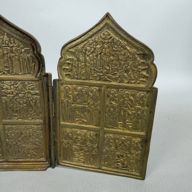 19th Century Brass Folding Travel Polyptych Exhibition in Brass, 1890s For Sale - Image 4 of 11