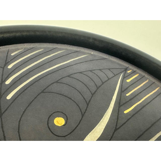 Mid-Century Modern Vintage German Gilt and Platinum-Plated Ceramic Plate from KMK Keramik Manufaktur Kupfermühle, 1970s For Sale - Image 3 of 8