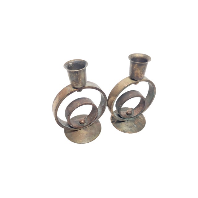 Art Deco Brass Candlesticks, 1930s, Set of 2, in Good conditions. Designed before 1890